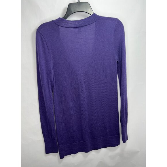 Halogen Cardigan Sweater Womens Medium M 100% Merino Wool Purple - Picture 5 of 7